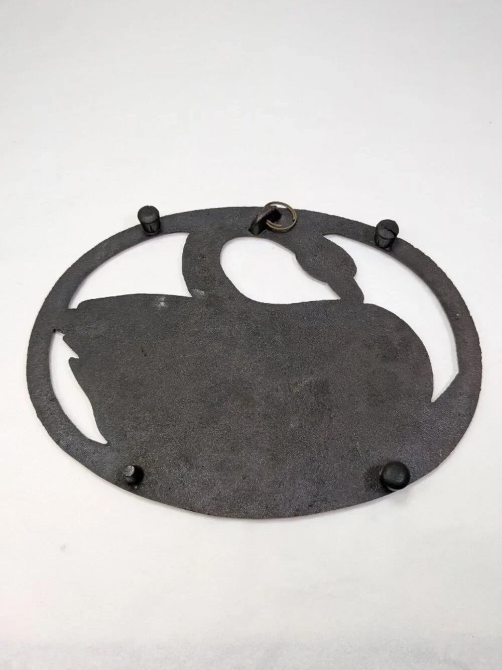 Vintage Solid Copper Swan Trivet Iridescent Rainbow Patina Wall Hanging